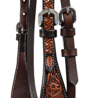 Western hoofdstel met bloemenversiering Pool's Donkerbruin Western hoofdstel met bloemenversiering Pool's Donkerbruin