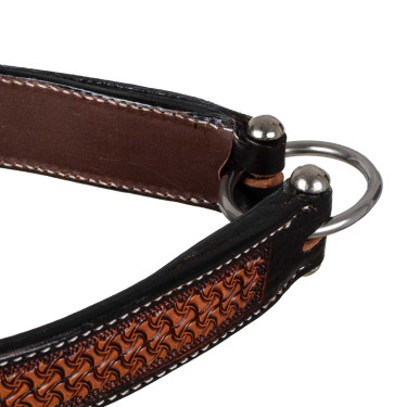 Western-neusriem met bloemenversiering Pool's Donkerbruin