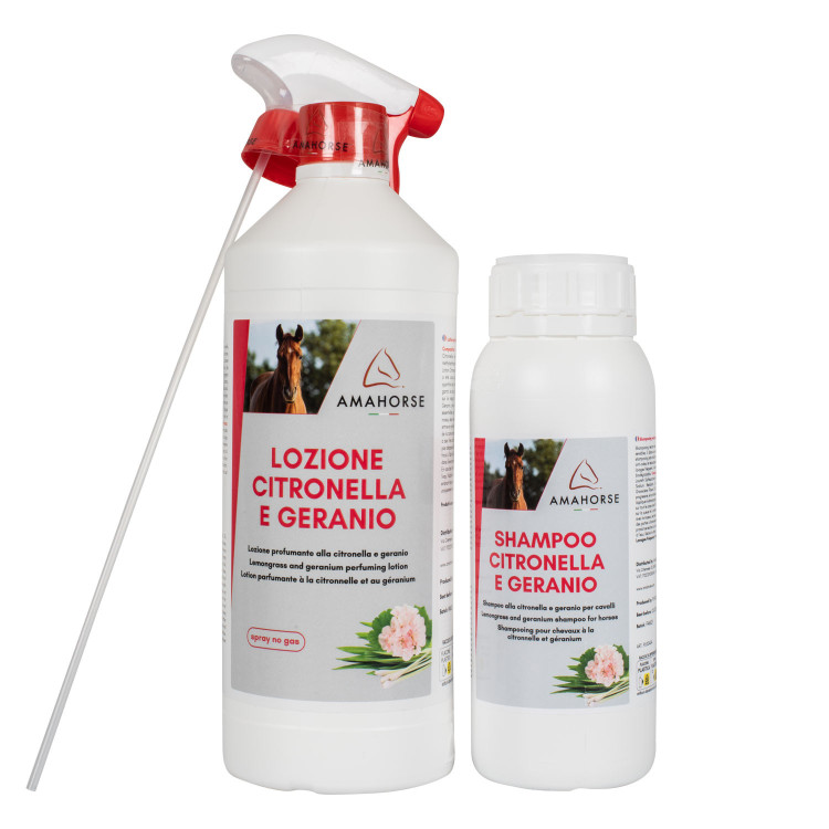 Kit lotion citronella & geranium 1L + shampoo citronella 500ml Umbria Equitazione Kit lotion citronella & geranium 1L + shampoo citronella 500ml Umbria Equitazione