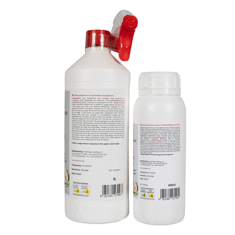 Kit lotion citronella & geranium 1L + shampoo citronella 500ml Umbria Equitazione Kit lotion citronella & geranium 1L + shampoo citronella 500ml Umbria Equitazione