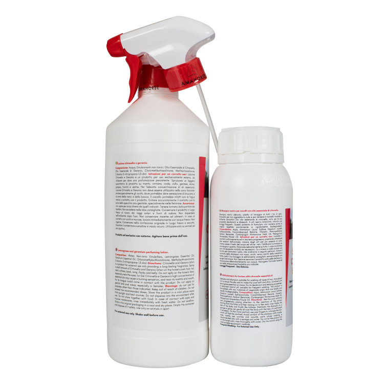 Kit lotion citronella & geranium 1L + shampoo citronella 500ml Umbria Equitazione Kit lotion citronella & geranium 1L + shampoo citronella 500ml Umbria Equitazione