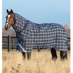Horseware Rhino Plus Turnout 0g Deken Marine met ruitjes / indigo Marineblauw