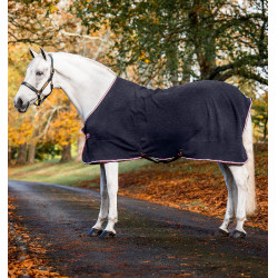 Polar fleece deken Horseware met reliëf Jersey HW-print marineblauw