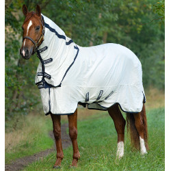 Rambo Natura Summer 0g vliegendeken met halsstuk Horseware Wit / marineblauw