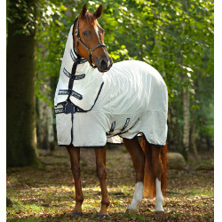 Rambo Natura Summer 0g vliegendeken met halsstuk Horseware Wit / marineblauw