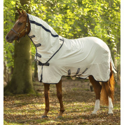 Rambo Natura Summer 0g vliegendeken met halsstuk Horseware Wit / marineblauw