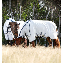 Rambo Natura Summer 0g vliegendeken met halsstuk Horseware Wit / marineblauw