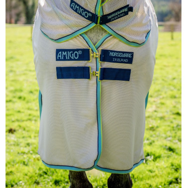 Horseware Amigo Bug Buster vliegendeken Wit krijt / marine / nevel Horseware Amigo Bug Buster vliegendeken Wit krijt / marine / nevel