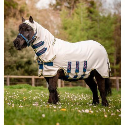 Couverture Horseware avec cou indéchirable Amigo pour mini Craie / marine / rose
