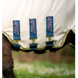 Horseware deken met onverscheurbare hals Amigo voor mini Krijt / marine / roze Wit