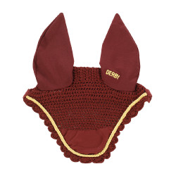 Vliegennet pony Derby katoen Bordeaux / goud / bordeaux