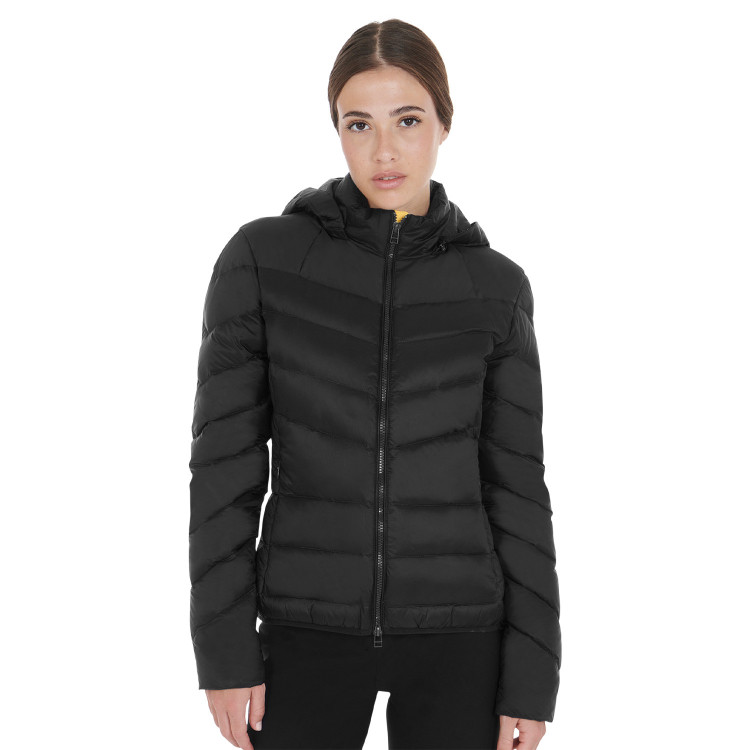 Damesdonsjas slim fit met afneembare capuchon Equestro