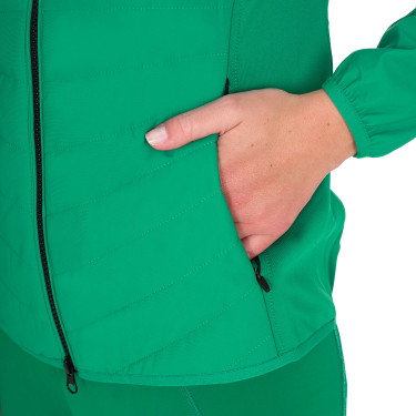 Damesdonsjas in technische mix Equestro Oceaanblauw Groen