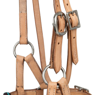 Bitloos hoofdstel met kopstuk versierd met gekleurde kralen Pool's Natuurlijk Bruin