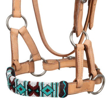 Bitloos hoofdstel met kopstuk versierd met gekleurde kralen Pool's Natuurlijk Bruin