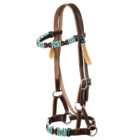 Bitloos hoofdstel met kopstuk versierd met gekleurde kralen Pool's Donkerbruin