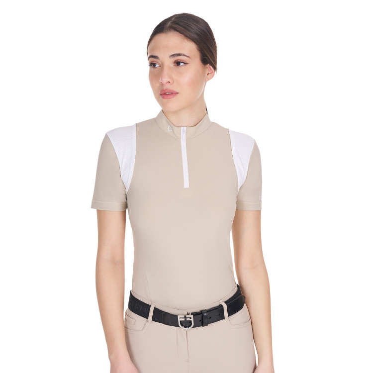 Dames trainingspolo slim fit met inzetstukken van mesh Equestro Dames trainingspolo slim fit met inzetstukken van mesh Equestro