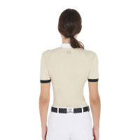 Wedstrijdpolo voor dames, slim fit, met contrasterende schouderstukken Equestro Beige Wedstrijdpolo voor dames, slim fit, met contrasterende schouderstukken Equestro Beige