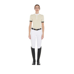 Wedstrijdpolo voor dames, slim fit, met contrasterende schouderstukken Equestro Beige
