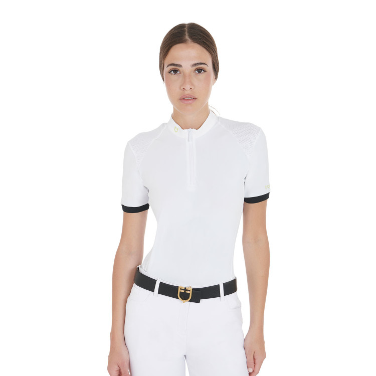 Wedstrijdpolo voor dames, slim fit, met contrasterende schouderstukken Equestro Wedstrijdpolo voor dames, slim fit, met contrasterende schouderstukken Equestro