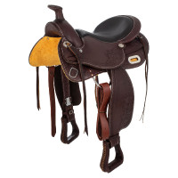 Westernsattel mit Beschlägen aus Edelstahl, genarbtem Leder und floraler Prägung 2815 Denver Donkere olie Bruin Westernsattel mit Beschlägen aus Edelstahl, genarbtem Leder und floraler Prägung 2815 Denver Donkere olie Bruin