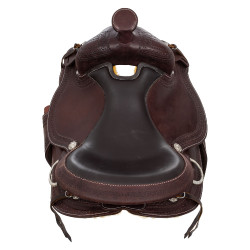 Westernzadel versieringen van roestvrij staal, generfd leer en slangenprint 2817 Denver Donkere olie Bruin