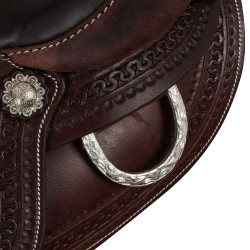 Westernzadel versieringen van roestvrij staal, generfd leer en slangenprint 2817 Denver Donkere olie Bruin