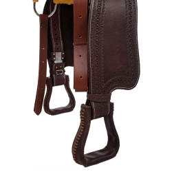 Westernzadel versieringen van roestvrij staal, generfd leer en slangenprint 2817 Denver Donkere olie Bruin