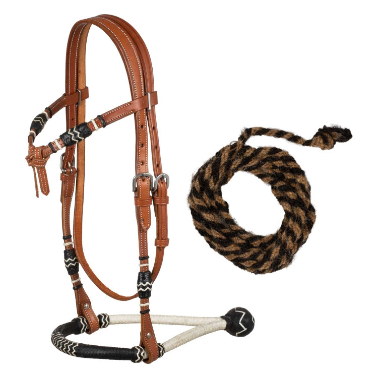 Tweekleurige bosal-set met teugels van paardenhaar Pool's Tweekleurige bosal-set met teugels van paardenhaar Pool's
