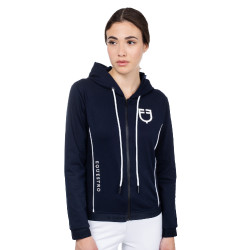 Dames-sweatshirt met frontale rits in interlock Equestro Marine blazer / wit Marineblauw