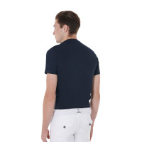 Heren T-shirt van katoen Equestro slim fit met Jump-print Marine Marineblauw Heren T-shirt van katoen Equestro slim fit met Jump-print Marine Marineblauw