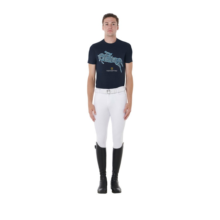 Katoenen T-shirt Equestro voor heren slim fit met Jump-print Katoenen T-shirt Equestro voor heren slim fit met Jump-print