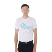 Katoenen T-shirt Equestro voor heren slim fit met Jump-print Wit