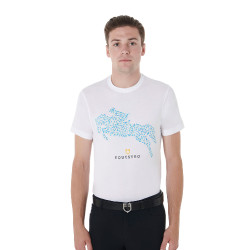 Katoenen T-shirt Equestro voor heren slim fit met Jump-print