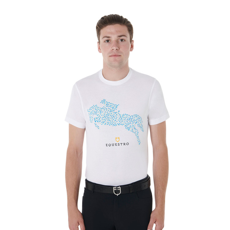 Katoenen T-shirt Equestro voor heren slim fit met Jump-print Katoenen T-shirt Equestro voor heren slim fit met Jump-print