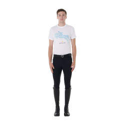 Katoenen T-shirt Equestro voor heren slim fit met Jump-print Wit Katoenen T-shirt Equestro voor heren slim fit met Jump-print Wit