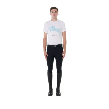 Katoenen T-shirt Equestro voor heren slim fit met Jump-print Katoenen T-shirt Equestro voor heren slim fit met Jump-print