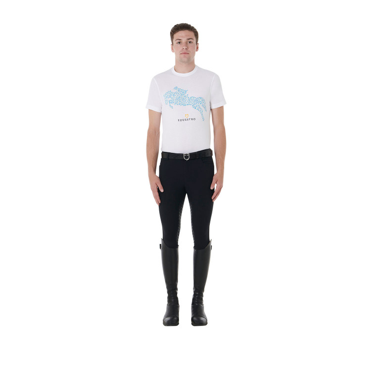 Katoenen T-shirt Equestro voor heren slim fit met Jump-print Katoenen T-shirt Equestro voor heren slim fit met Jump-print