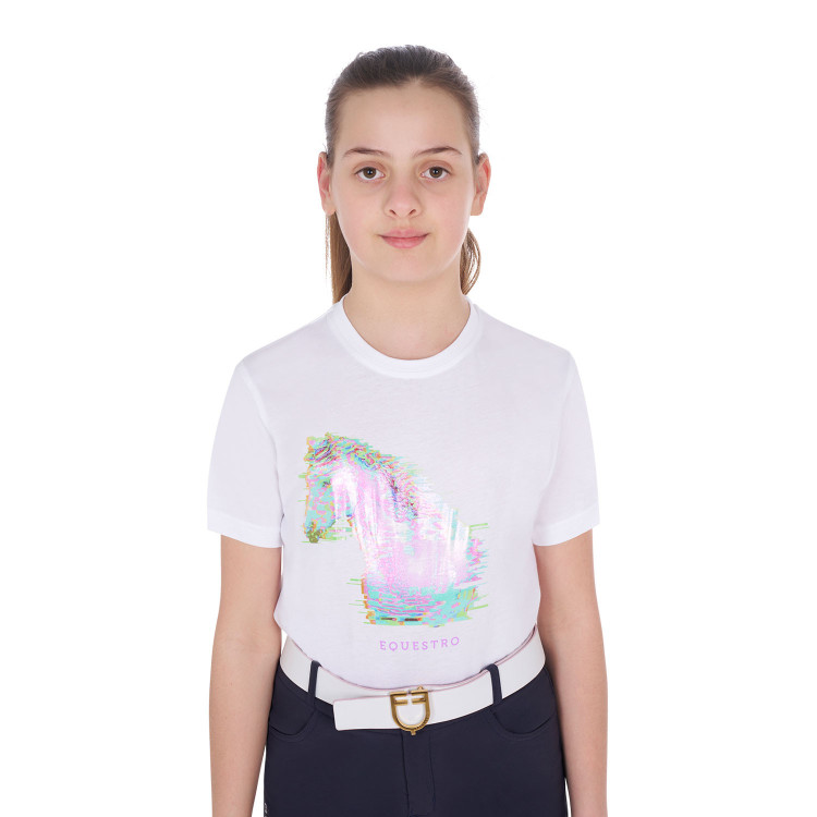 Meisjes-T-shirt met paardenprint in interferentie Equestro