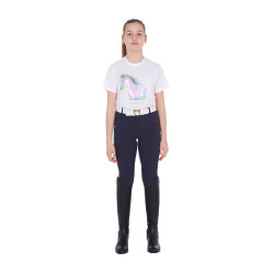 Meisjes-T-shirt met paardenprint in interferentie Equestro Wit Meisjes-T-shirt met paardenprint in interferentie Equestro Wit