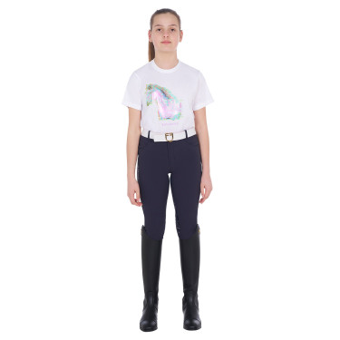 Meisjes-T-shirt met paardenprint in interferentie Equestro Meisjes-T-shirt met paardenprint in interferentie Equestro
