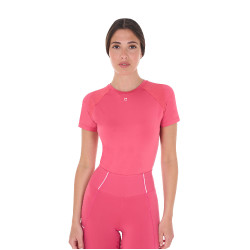 Dames slim fit trainingsshirt techniek Equestro Kamperfoelie Roze