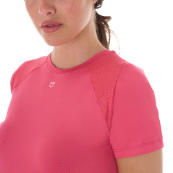Dames slim fit trainingsshirt techniek Equestro Kamperfoelie Roze