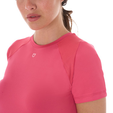Dames slim fit trainingsshirt techniek Equestro Kamperfoelie Roze