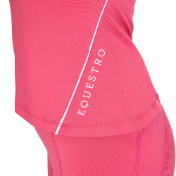 Dames slim fit trainingsshirt techniek Equestro Kamperfoelie Roze