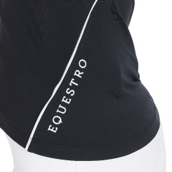 Dames slim fit trainingsshirt techniek Equestro Zwart