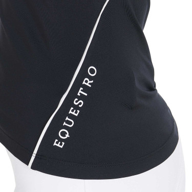 Dames slim fit trainingsshirt techniek Equestro Zwart