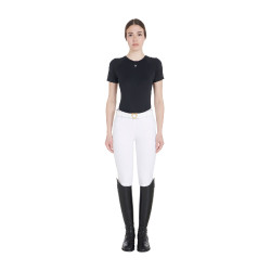 Dames slim fit trainingsshirt techniek Equestro Zwart
