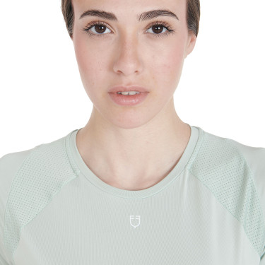Dames slim fit trainingsshirt techniek Equestro Lichtgroen