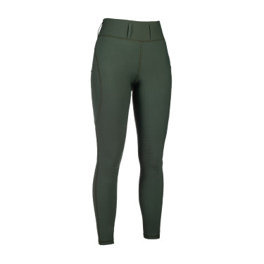Legging HKM Jil High Waist met siliconen kniestukken Olijfgroen